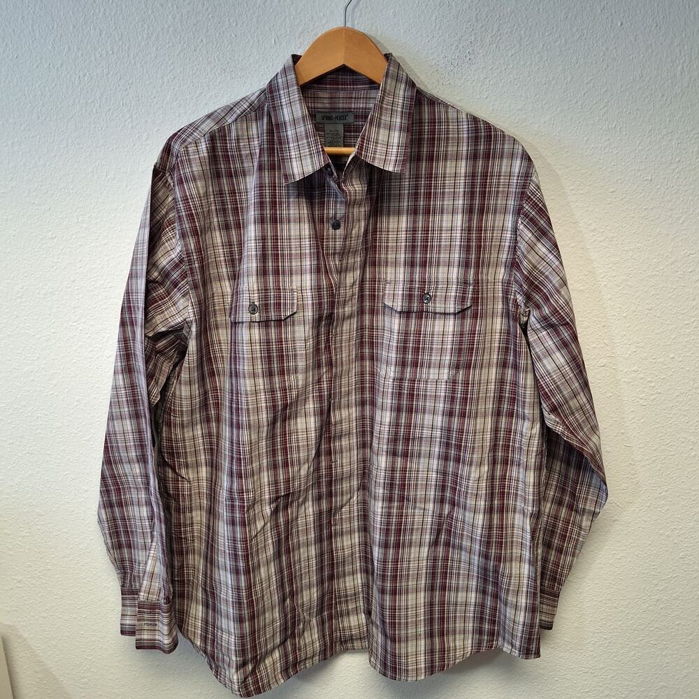 Mens Spring & Mercer Plaid Long Sleeve Button Up Shirt Size XL